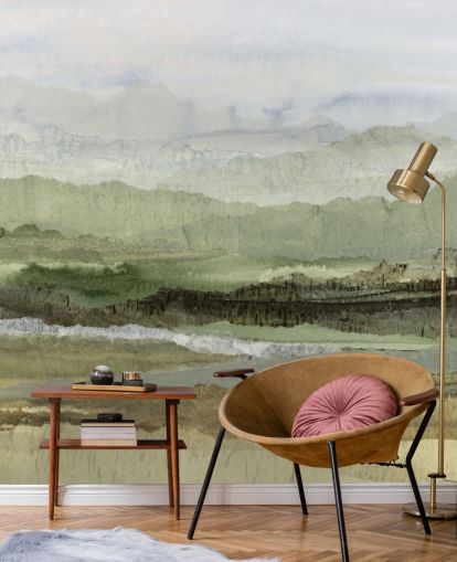 green custom abstract mural called Wandering Grove by Lara Eckerman for bedrooms, dining rooms and more green custom abstract mural called Wandering Grove by Lara Eckerman for bedrooms, dining rooms and more