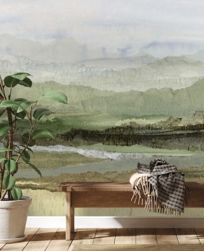 green custom abstract mural called Wandering Grove by Lara Eckerman for bedrooms, dining rooms and more green custom abstract mural called Wandering Grove by Lara Eckerman for bedrooms, dining rooms and more