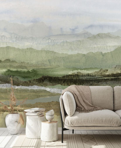 peinture murale abstraite verte personnalisée appelée Wandering Grove par Lara Eckerman pour les chambres, les salles à manger et plus encore peinture murale abstraite verte personnalisée appelée Wandering Grove par Lara Eckerman pour les chambres, les salles à manger et plus encore