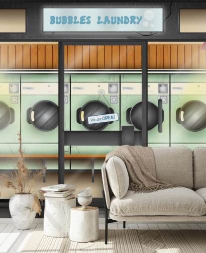 launderette facade wall mural for care homes with dementia launderette facade wall mural for care homes with dementia