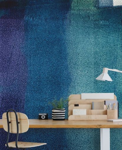 Personalisierbares abstraktes Wandbild in Blau und Lila namens Painted Textures II von Tim Mossholder