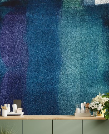 blå og lilla tilpasselig abstrakt vægmaleri kaldet Painted Textures II af Tim Mossholder