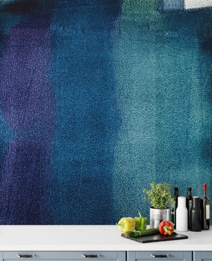 Personalisierbares abstraktes Wandbild in Blau und Lila namens Painted Textures II von Tim Mossholder