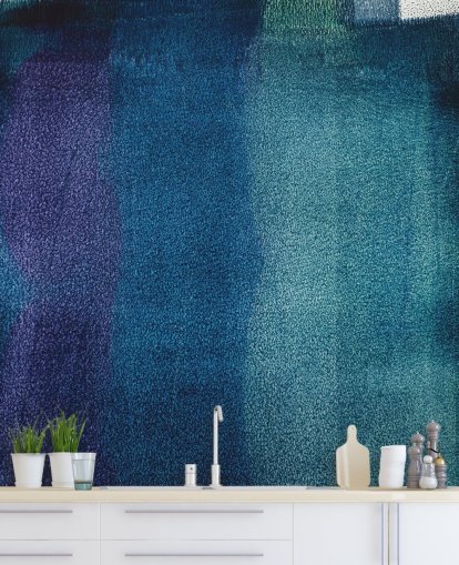 blue and purple customisable abstract mural called Painted Textures II by Tim Mossholder