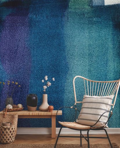 blå og lilla tilpasselig abstrakt vægmaleri kaldet Painted Textures II af Tim Mossholder