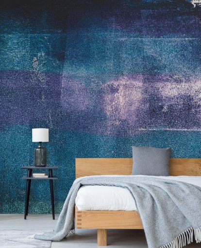 blå og lilla tilpasset abstrakt veggmaleri kalt Painted Textures III av Tim Mossholder for soverom og bad blå og lilla tilpasset abstrakt veggmaleri kalt Painted Textures III av Tim Mossholder for soverom og bad