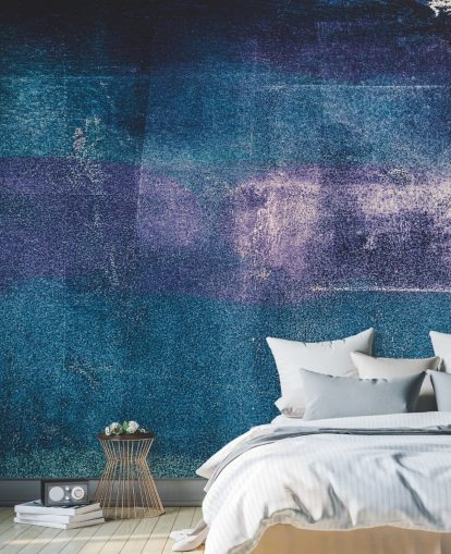 murale astratto personalizzato blu e viola chiamato Painted Textures III di Tim Mossholder per camere da letto e bagni