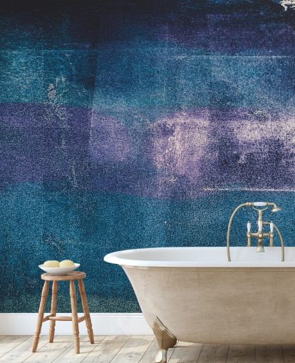 blå og lilla tilpasset abstrakt veggmaleri kalt Painted Textures III av Tim Mossholder for soverom og bad