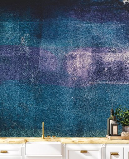 blå og lilla brugerdefineret abstrakt vægmaleri kaldet Painted Textures III af Tim Mossholder til soveværelser og badeværelser