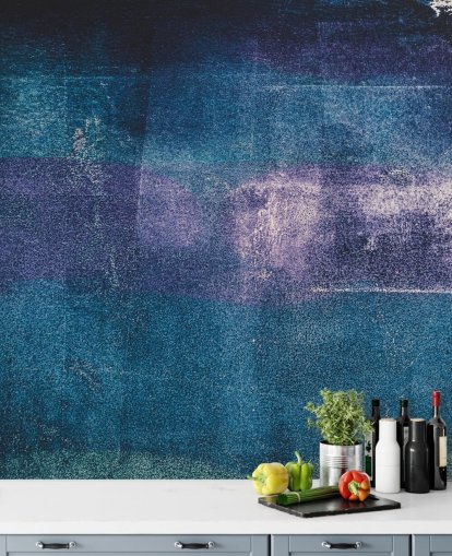 mural de pared abstracto personalizado azul y morado llamado Painted Textures III de Tim Mossholder para dormitorios y baños