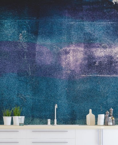 blue and purple custom abstract wall mural called Painted Textures III by Tim Mossholder for bedrooms and bathrooms
