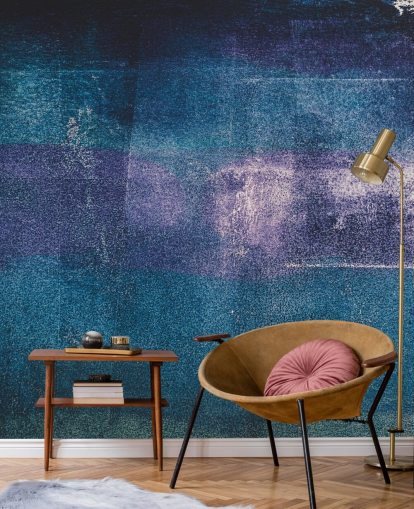 blue and purple custom abstract wall mural called Painted Textures III by Tim Mossholder for bedrooms and bathrooms