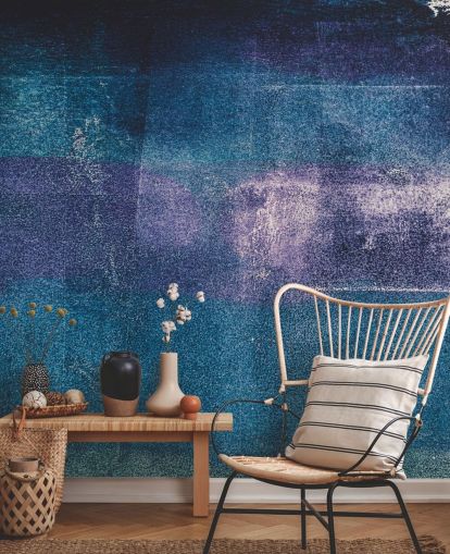 mural de pared abstracto personalizado azul y morado llamado Painted Textures III de Tim Mossholder para dormitorios y baños