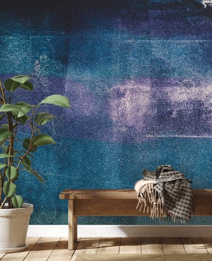 mural de parede abstrato personalizado azul e roxo chamado Painted Textures III de Tim Mossholder para quartos e banheiros