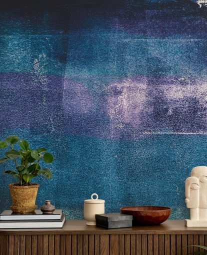 blå og lilla brugerdefineret abstrakt vægmaleri kaldet Painted Textures III af Tim Mossholder til soveværelser og badeværelser