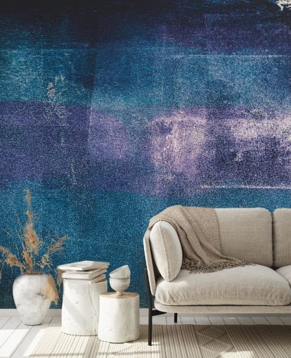 murale astratto personalizzato blu e viola chiamato Painted Textures III di Tim Mossholder per camere da letto e bagni
