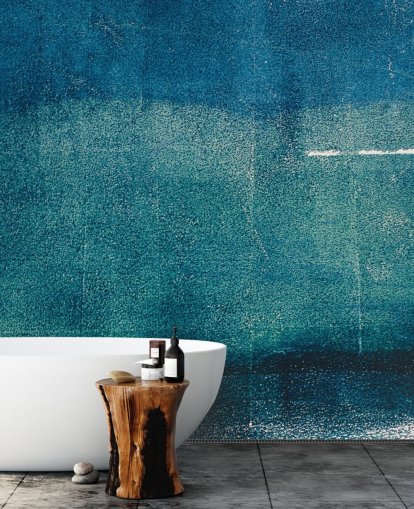murale astratto personalizzato blu chiamato Painted Textures di Tim Mossholder per bagni, corridoi e cucine