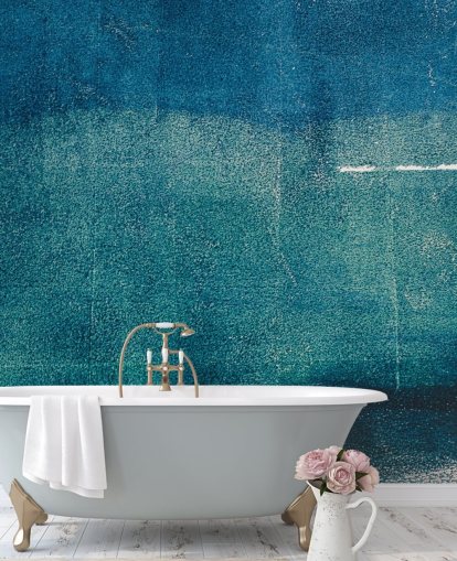 blå tilpasset abstrakt veggmaleri kalt Painted Textures av Tim Mossholder for bad, ganger og kjøkken