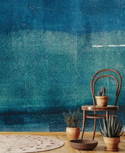 blaues individuelles abstraktes Wandbild namens Painted Textures von Tim Mossholder für Badezimmer, Flure und Küchen