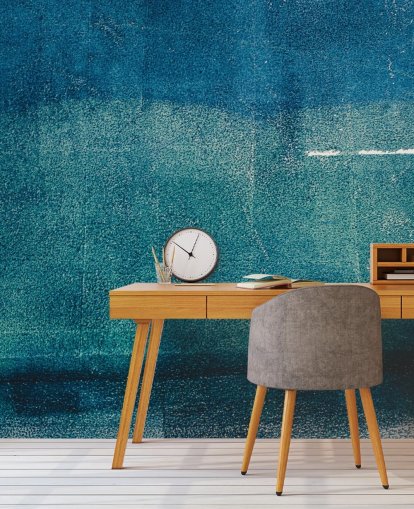 blauwe abstracte muurschildering op maat genaamd Painted Textures van Tim Mossholder voor badkamers, gangen en keukens