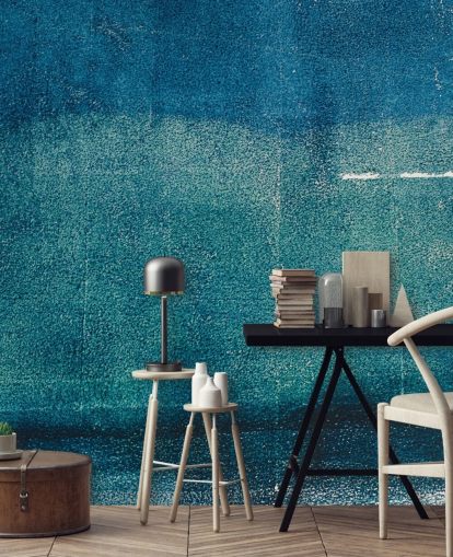 mural de pared abstracto personalizado azul llamado Painted Textures de Tim Mossholder para baños, pasillos y cocinas