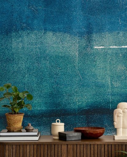 blue custom abstract wall mural called Painted Textures by Tim Mossholder for bathrooms, hallways and kitchens