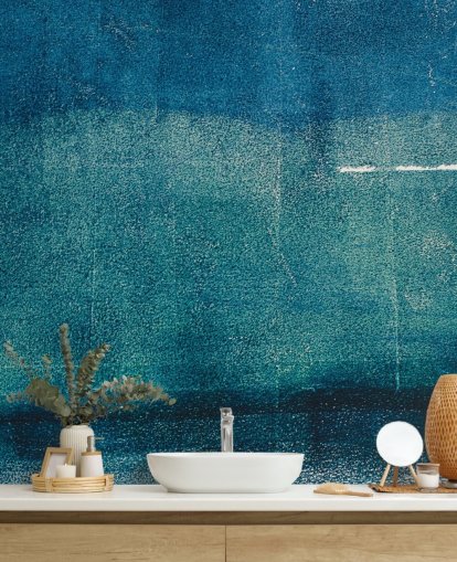 mural de parede abstrato personalizado azul chamado Painted Textures de Tim Mossholder para banheiros, corredores e cozinhas