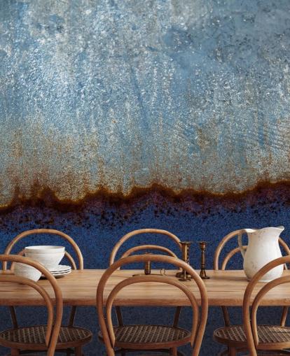 mural abstrato azul e marrom chamado Rusty Metal II de Tim Mossholder para salas de estar e banheiros mural abstrato azul e marrom chamado Rusty Metal II de Tim Mossholder para salas de estar e banheiros