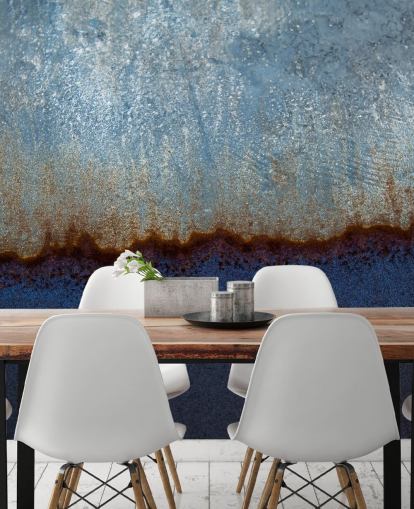 mural abstracto azul y marrón llamado Rusty Metal II de Tim Mossholder para salas de estar y baños mural abstracto azul y marrón llamado Rusty Metal II de Tim Mossholder para salas de estar y baños