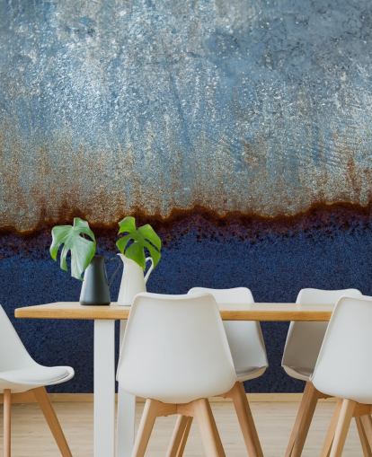 blaues und braunes abstraktes Wandbild namens Rusty Metal II von Tim Mossholder für Wohnzimmer und Badezimmer