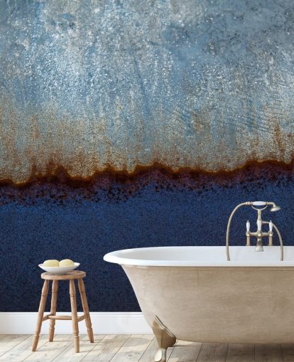 blaues und braunes abstraktes Wandbild namens Rusty Metal II von Tim Mossholder für Wohnzimmer und Badezimmer blaues und braunes abstraktes Wandbild namens Rusty Metal II von Tim Mossholder für Wohnzimmer und Badezimmer