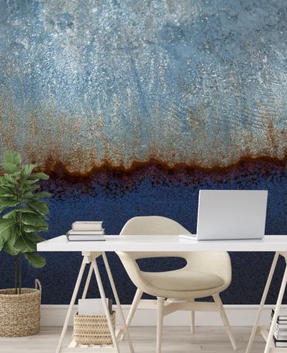 murale astratto blu e marrone chiamato Rusty Metal II di Tim Mossholder per salotti e bagni murale astratto blu e marrone chiamato Rusty Metal II di Tim Mossholder per salotti e bagni