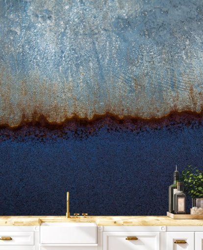 murale astratto blu e marrone chiamato Rusty Metal II di Tim Mossholder per salotti e bagni murale astratto blu e marrone chiamato Rusty Metal II di Tim Mossholder per salotti e bagni