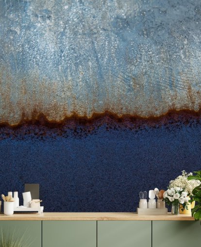 peinture murale abstraite bleue et marron appelée Rusty Metal II de Tim Mossholder pour les salons et les salles de bain peinture murale abstraite bleue et marron appelée Rusty Metal II de Tim Mossholder pour les salons et les salles de bain