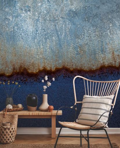 blaues und braunes abstraktes Wandbild namens Rusty Metal II von Tim Mossholder für Wohnzimmer und Badezimmer blaues und braunes abstraktes Wandbild namens Rusty Metal II von Tim Mossholder für Wohnzimmer und Badezimmer