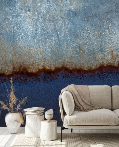 murale astratto blu e marrone chiamato Rusty Metal II di Tim Mossholder per salotti e bagni murale astratto blu e marrone chiamato Rusty Metal II di Tim Mossholder per salotti e bagni