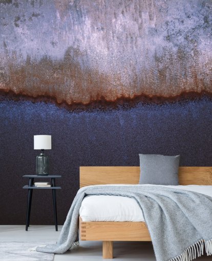 blå och grå abstrakt väggmålning kallad Rusty Metal av Tim Mossholder