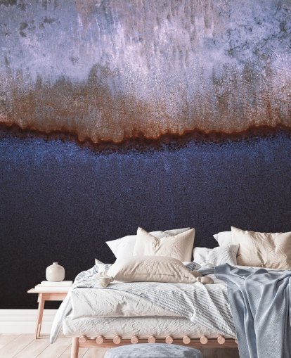 blaues und graues abstraktes Wandbild namens Rusty Metal von Tim Mossholder