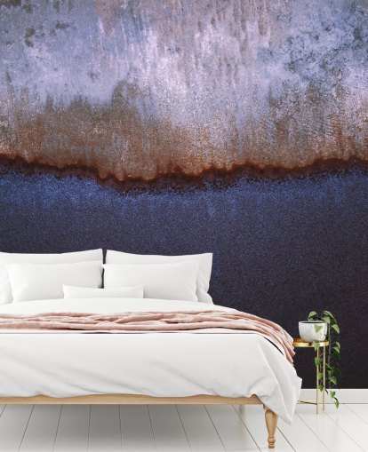 mural abstracto azul y gris llamado Rusty Metal de Tim Mossholder