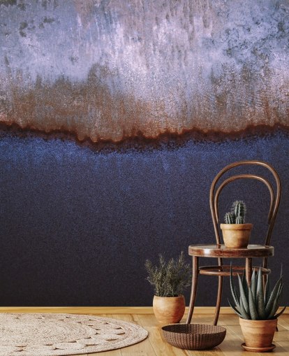 blå og grå abstrakt veggmaleri kalt Rusty Metal av Tim Mossholder