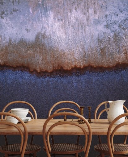 mural abstracto azul y gris llamado Rusty Metal de Tim Mossholder