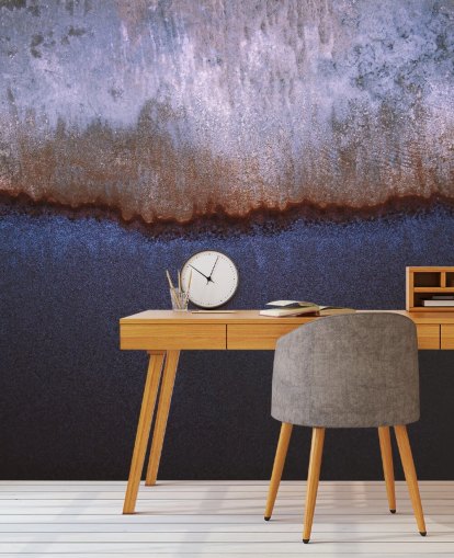 murale astratto blu e grigio chiamato Rusty Metal di Tim Mossholder