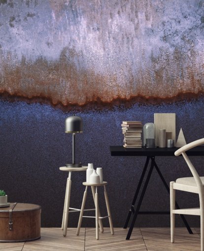 murale astratto blu e grigio chiamato Rusty Metal di Tim Mossholder