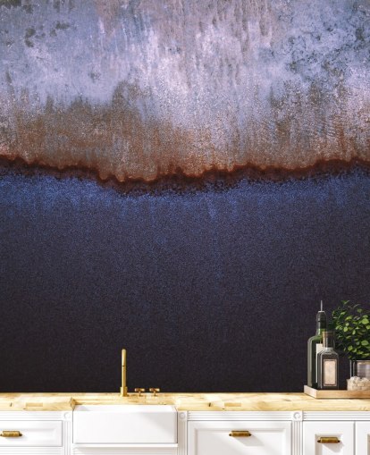 mural abstracto azul y gris llamado Rusty Metal de Tim Mossholder