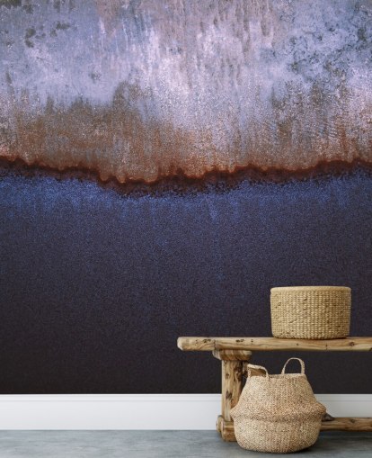 blauwe en grijze abstracte muurschildering genaamd Rusty Metal van Tim Mossholder blauwe en grijze abstracte muurschildering genaamd Rusty Metal van Tim Mossholder