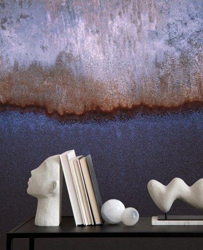 fresque murale abstraite bleue et grise appelée Rusty Metal par Tim Mossholder