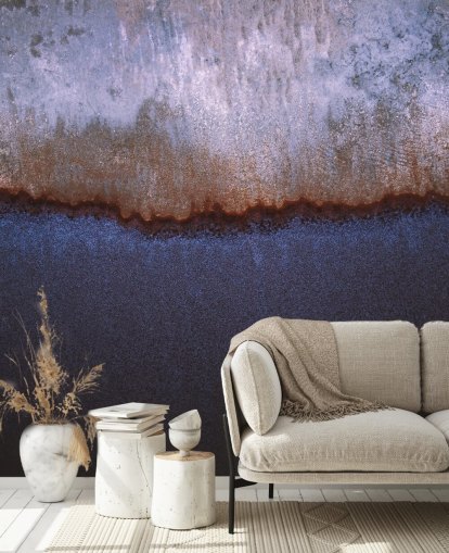 fresque murale abstraite bleue et grise appelée Rusty Metal par Tim Mossholder