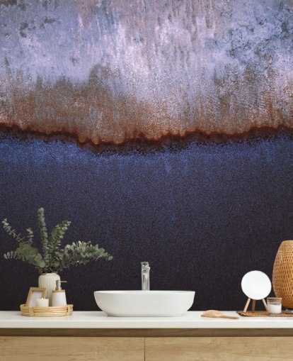 mural abstracto azul y gris llamado Rusty Metal de Tim Mossholder