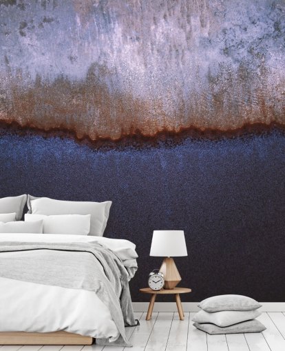 mural de parede abstrato azul e cinza chamado Rusty Metal por Tim Mossholder