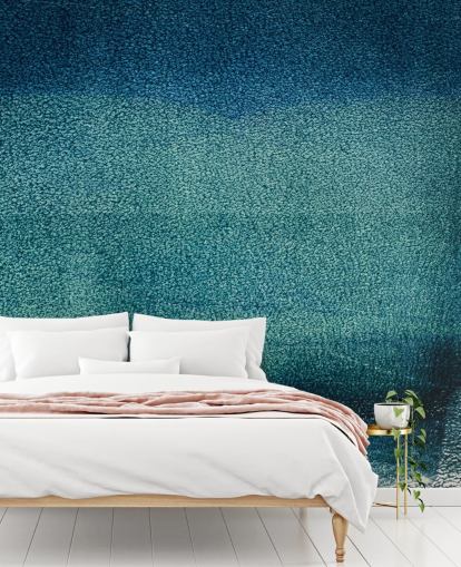 teal customisable abstract wall mural called Teal Serenity by Tim Mossholder for bathrooms and kitchens